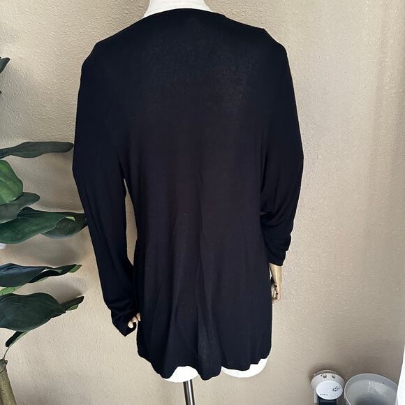 J.JILL Wearever Collection Black Cardigan L Rayon Spandex - Picture 3 of 9